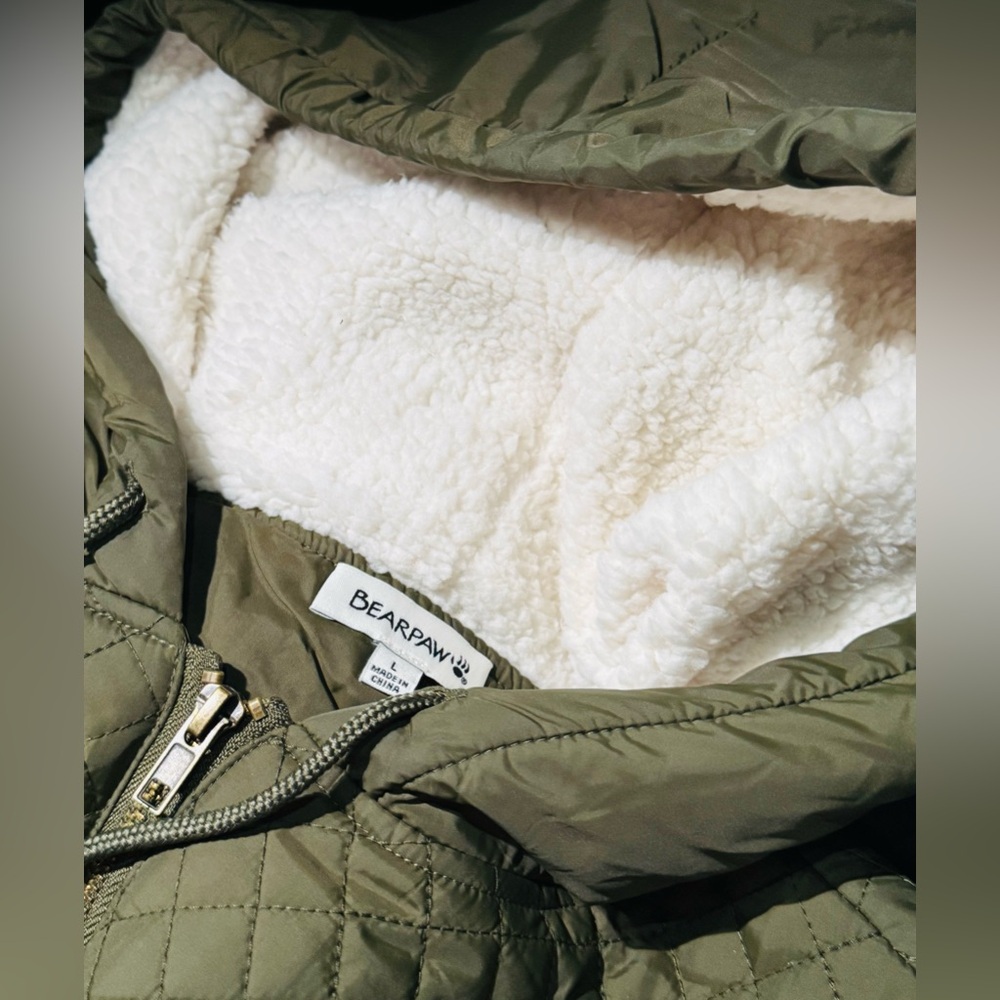 BearPaw Olive Jacket with Cream Sherpa Lining